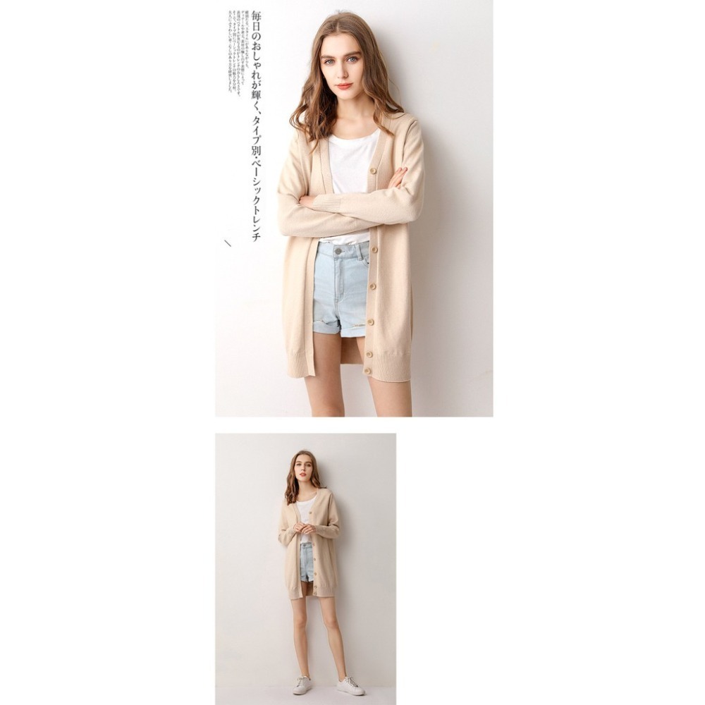 【JDUDS】長袖鈕扣衣針織外套 秋冬新款純色中長款針織開衫韓版寬鬆學院風毛衣外套-細節圖8