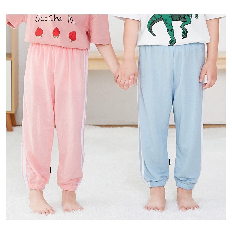 【JDUDS】 兒童春夏條紋冰絲九分休閒褲防蚊褲 男童長褲 女童長褲 涼感運動褲 束口九分-細節圖6