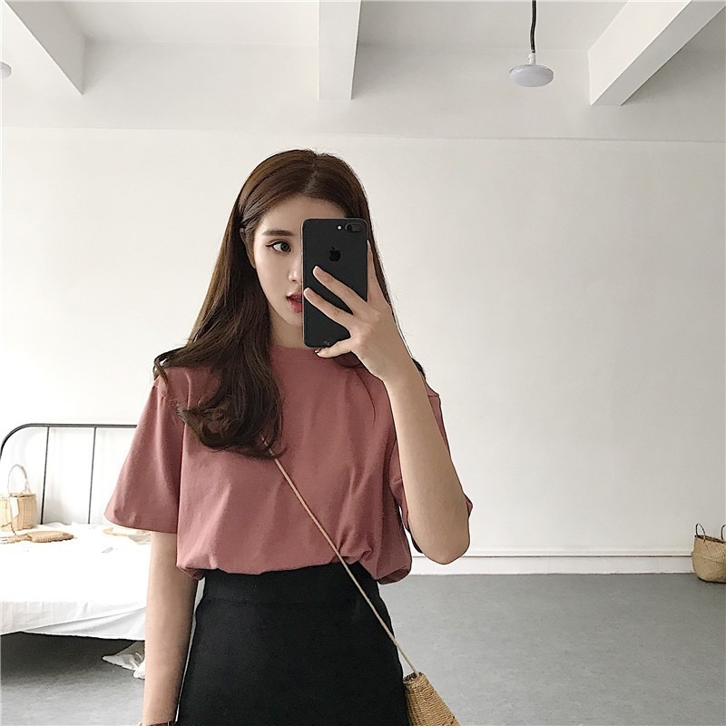 【JDUDS】韓版 百搭 寬鬆 純色 棉質 圓領 素色 短袖T 正韓-細節圖5