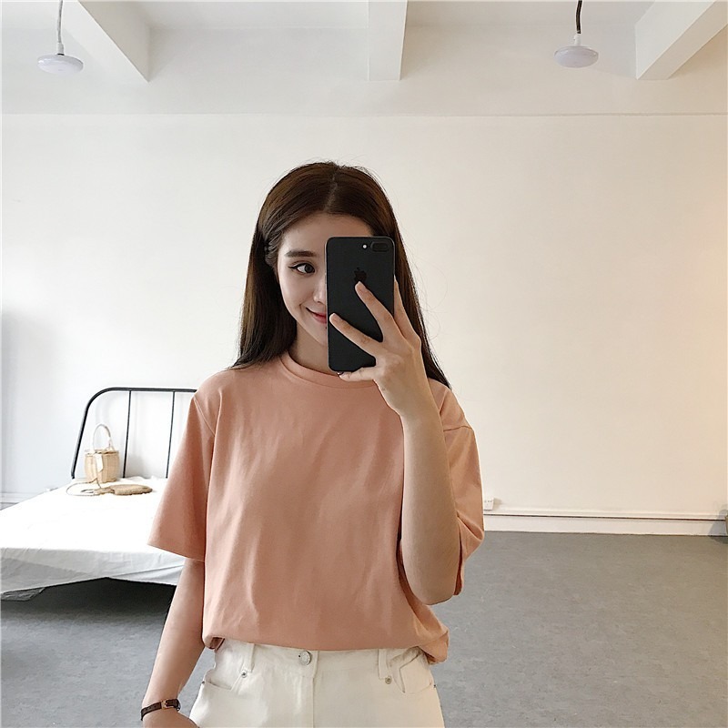 【JDUDS】韓版 百搭 寬鬆 純色 棉質 圓領 素色 短袖T 正韓-細節圖9