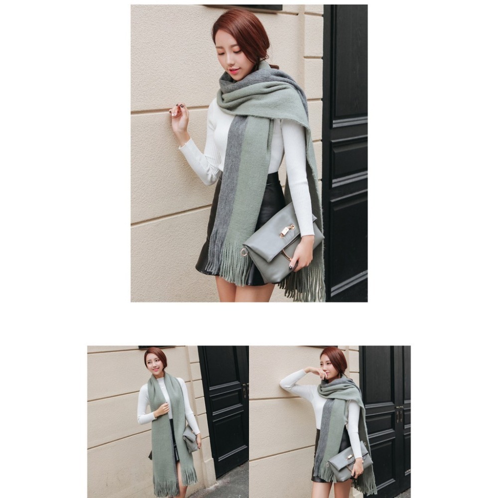 【JDUDS】冬季嚴選 雙色圍巾 時尚亮麗 熱銷韓國 五色任選 男女都可戴-細節圖2