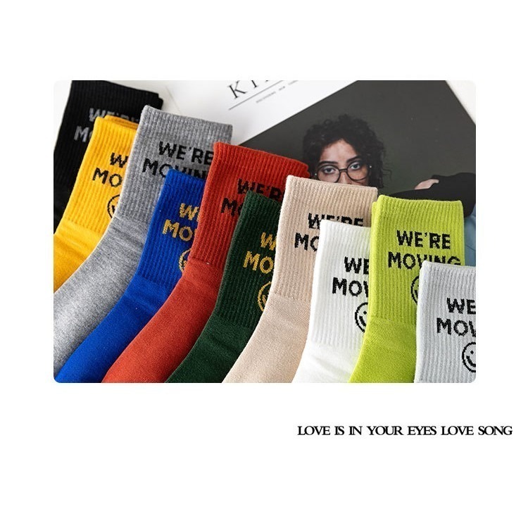 【JDUDS】BFF  萊卡彈性纖維 滿版表情長襪 笑臉長襪 女生襪子 中筒襪 棉質 吸濕 排汗 襪子-細節圖3