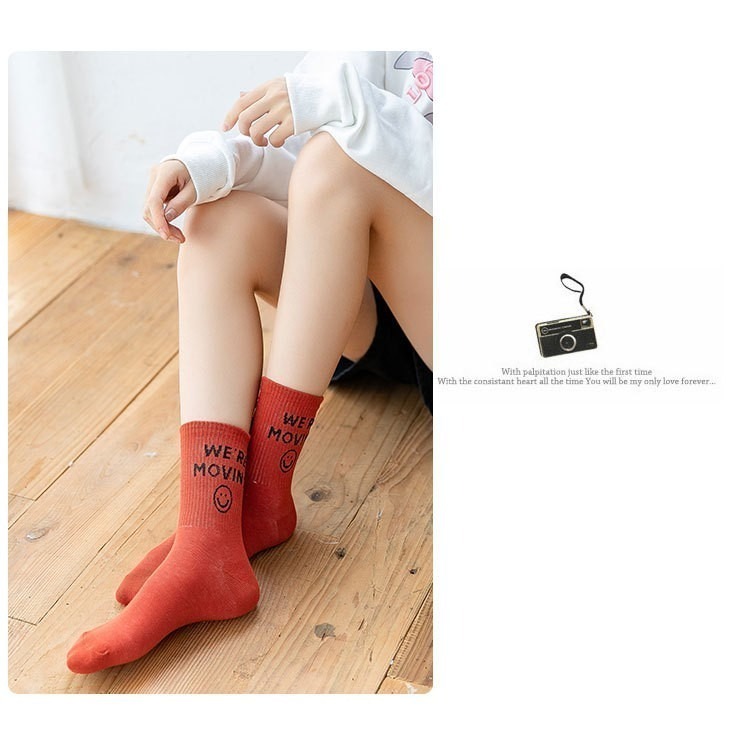 【JDUDS】BFF  萊卡彈性纖維 滿版表情長襪 笑臉長襪 女生襪子 中筒襪 棉質 吸濕 排汗 襪子-細節圖6