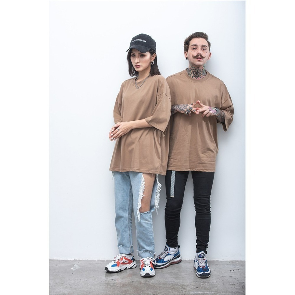 【JDUDS】6.1oz高磅數17支棉  寬版落肩 五分袖T恤 寬鬆T恤 T恤 短T 素T 落肩 五分袖-細節圖2