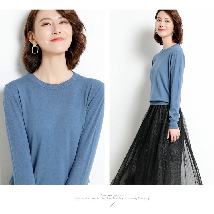 【JDUDS】大尺碼打底針織衫 毛衣女秋冬外穿寬鬆套頭線衣百搭打底針織衫-細節圖9