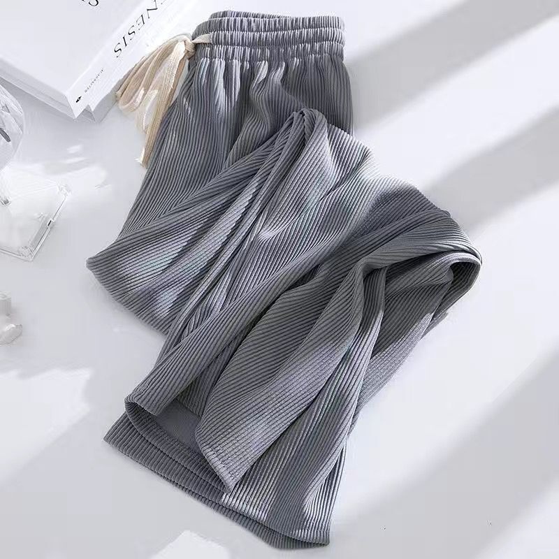 【JDUDS】高腰抽繩條紋 直筒括腿褲 溜灣褲 高腰寬鬆重感休閒長褲-細節圖8