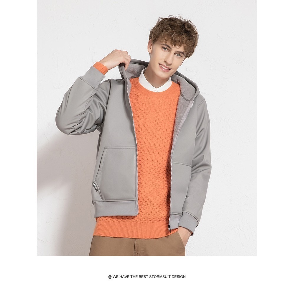 【JDUDS】防風防潑水仿羊羔絨連帽外套 連帽外套 夾克 衝鋒外套 仿羊羔絨 加絨 保暖 男女可穿 六色可選-細節圖4