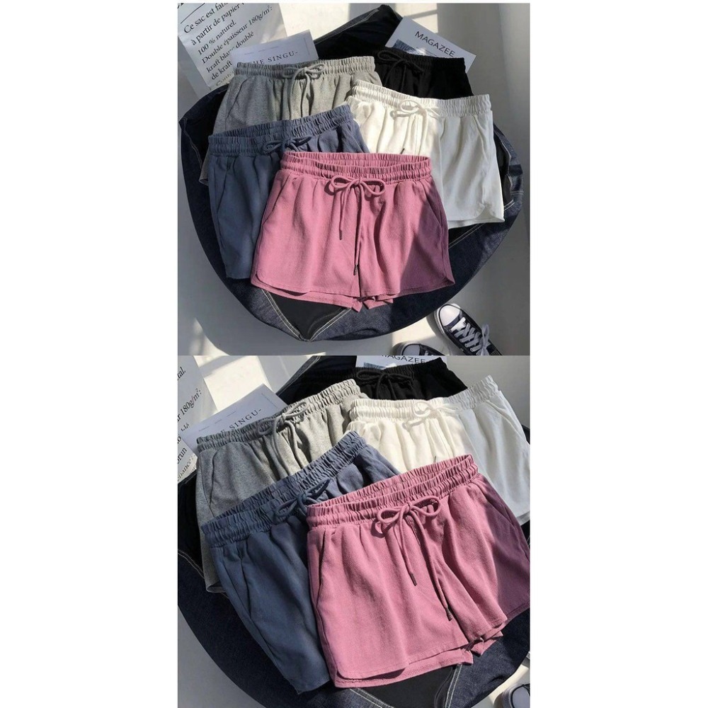 【JDUDS】高腰鬆束腰運動短褲女瑜伽寬褲寬鬆休閑家居睡褲沙灘褲夏 高腰短褲 闊腿褲 下著 居家褲 沙灘褲-細節圖2