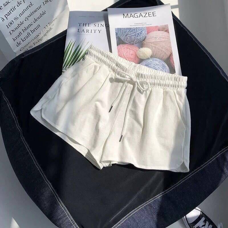 【JDUDS】高腰鬆束腰運動短褲女瑜伽寬褲寬鬆休閑家居睡褲沙灘褲夏 高腰短褲 闊腿褲 下著 居家褲 沙灘褲-規格圖9