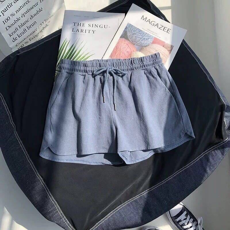 【JDUDS】高腰鬆束腰運動短褲女瑜伽寬褲寬鬆休閑家居睡褲沙灘褲夏 高腰短褲 闊腿褲 下著 居家褲 沙灘褲-規格圖9
