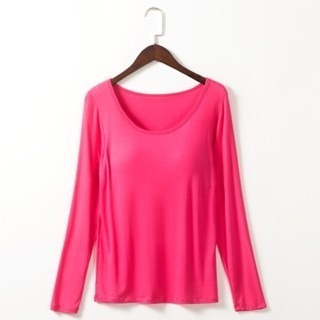 【JDUDS】內搭女款 罩杯式 胸墊  保暖 長袖T恤 免穿bra 一體式無鋼圈-規格圖10