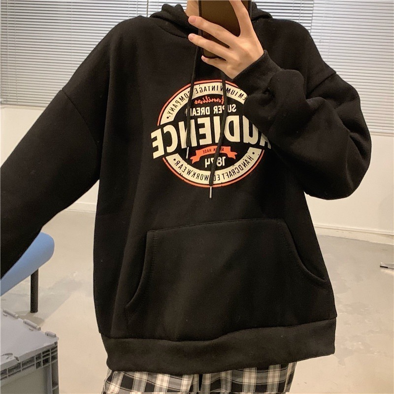 【JDUDS】韓版寬鬆慵懶風內刷毛長袖上衣 連衣裙 大學T 大女裝 衣服 寬鬆上衣 顯瘦上衣 帽T-細節圖6