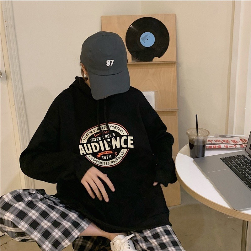 【JDUDS】韓版寬鬆慵懶風內刷毛長袖上衣 連衣裙 大學T 大女裝 衣服 寬鬆上衣 顯瘦上衣 帽T-細節圖8