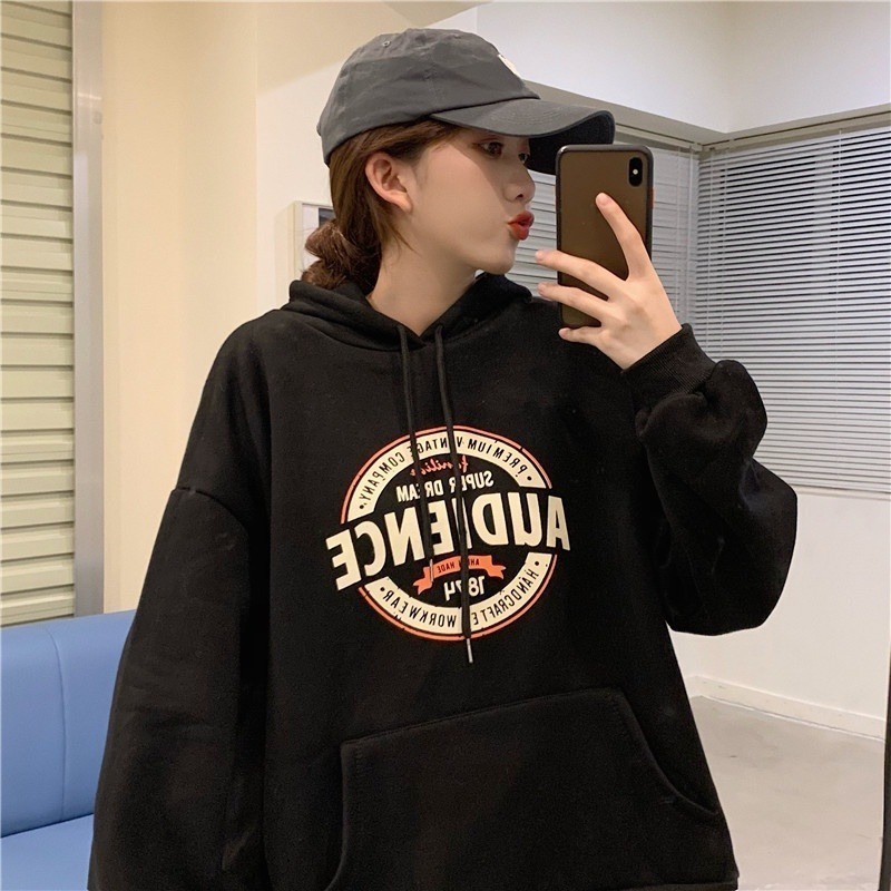 【JDUDS】韓版寬鬆慵懶風內刷毛長袖上衣 連衣裙 大學T 大女裝 衣服 寬鬆上衣 顯瘦上衣 帽T-細節圖5