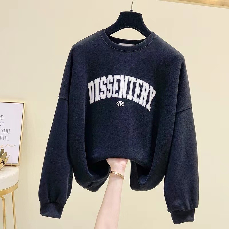 【JDUDS】秋冬新款慵懶風 薄款圓領字母大學T  潮流大學T 大學T 長袖T恤 百搭 顯瘦 韓系-細節圖7