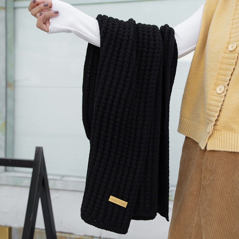 【JDUDS】冬季新款男女情侶百搭純色針織圍巾 加厚款加長針織圍巾 情侶圍巾-細節圖2