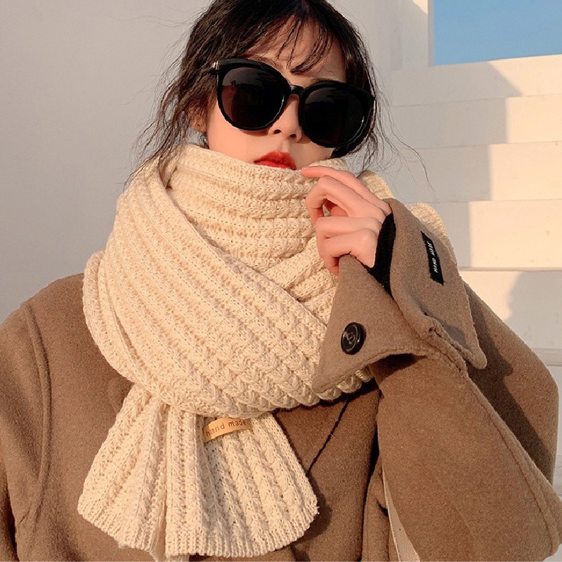 【JDUDS】冬季新款男女情侶百搭純色針織圍巾 加厚款加長針織圍巾 情侶圍巾-細節圖3