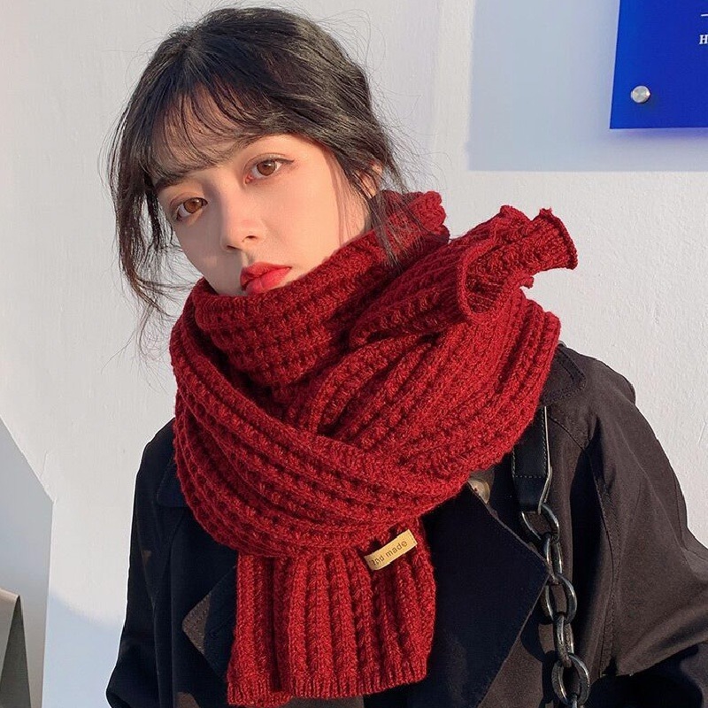 【JDUDS】冬季新款男女情侶百搭純色針織圍巾 加厚款加長針織圍巾 情侶圍巾-細節圖8