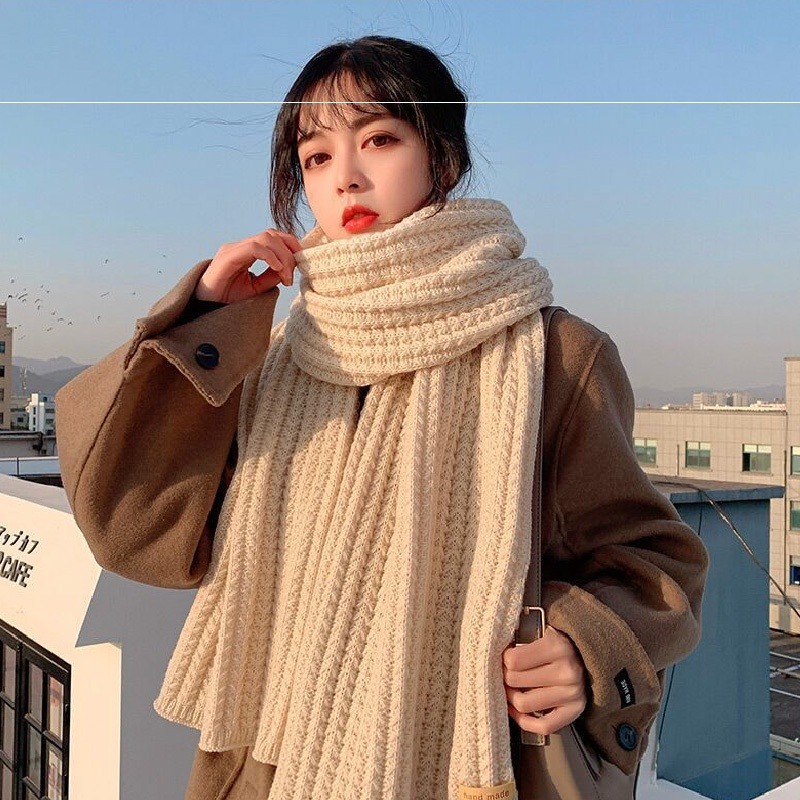 【JDUDS】冬季新款男女情侶百搭純色針織圍巾 加厚款加長針織圍巾 情侶圍巾-細節圖9