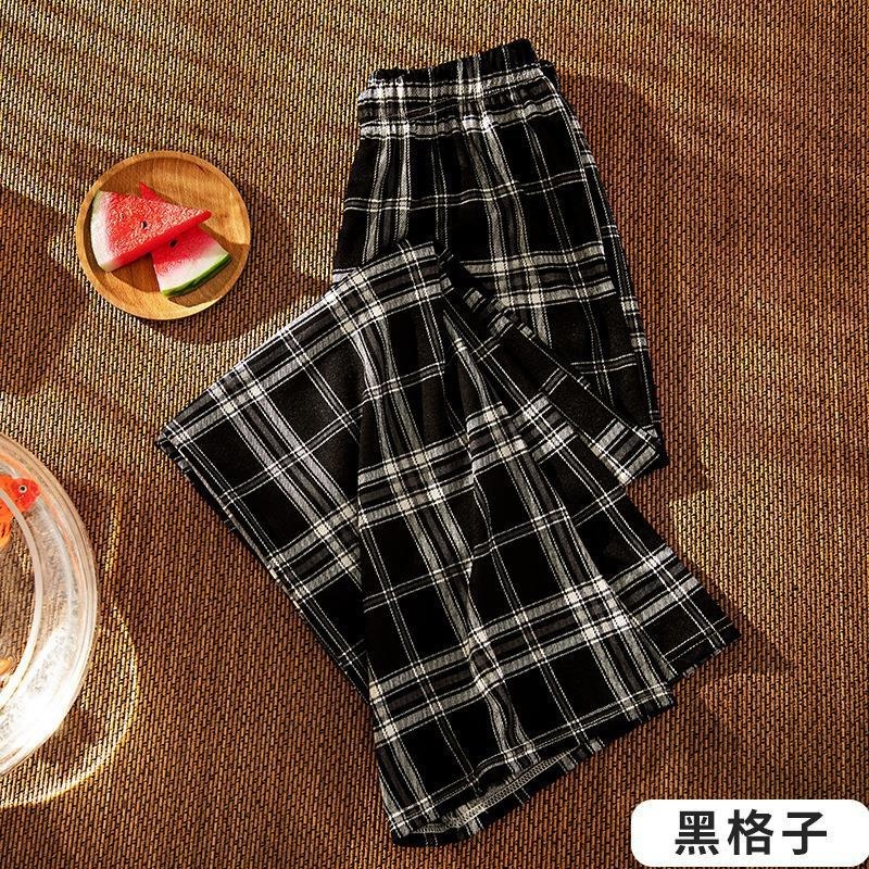 【JDUDS】日系高腰顯瘦格子直筒闊腿褲 寬鬆垂感拖地休閒褲-規格圖10