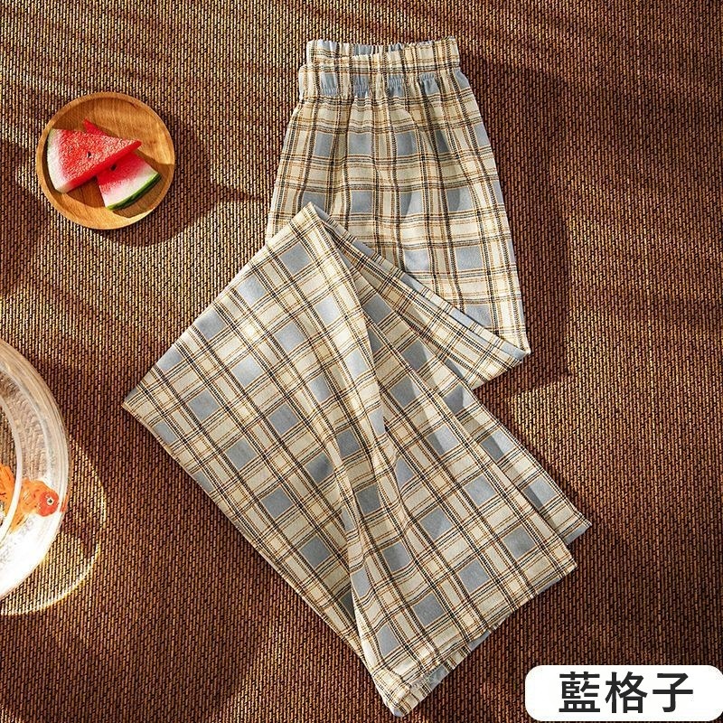 【JDUDS】日系高腰顯瘦格子直筒闊腿褲 寬鬆垂感拖地休閒褲-規格圖10