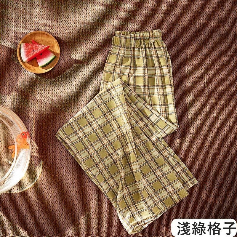 【JDUDS】日系高腰顯瘦格子直筒闊腿褲 寬鬆垂感拖地休閒褲-規格圖10
