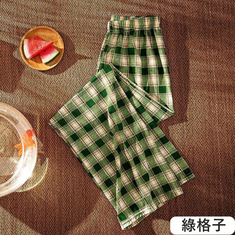 【JDUDS】日系高腰顯瘦格子直筒闊腿褲 寬鬆垂感拖地休閒褲-規格圖10