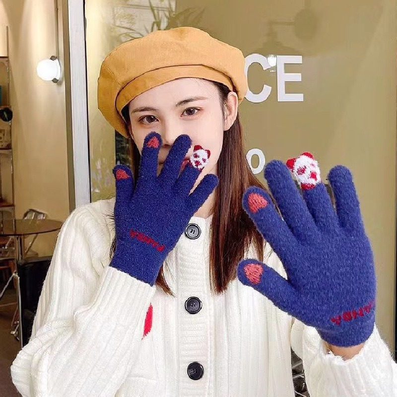 【JDUDS】冬季女生新款毛絨手套 騎車手套 可愛俏皮禦寒觸屏保暖手套-細節圖4