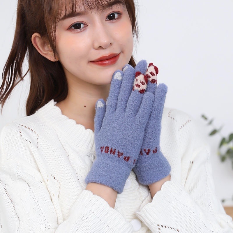 【JDUDS】冬季女生新款毛絨手套 騎車手套 可愛俏皮禦寒觸屏保暖手套-細節圖5