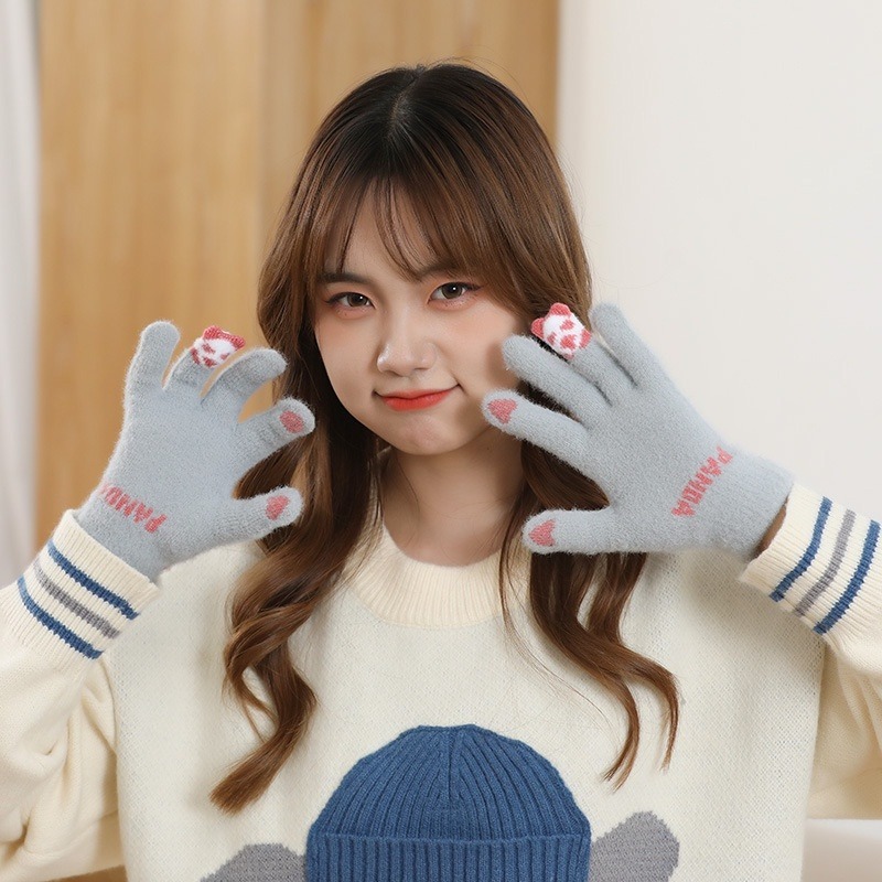 【JDUDS】冬季女生新款毛絨手套 騎車手套 可愛俏皮禦寒觸屏保暖手套-細節圖9
