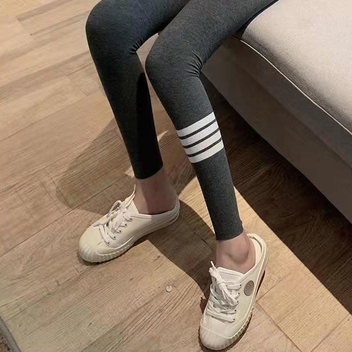 【JDUDS】極度顯瘦運動風超彈力雙條條紋內搭褲/夏季莫代爾棉款-細節圖3