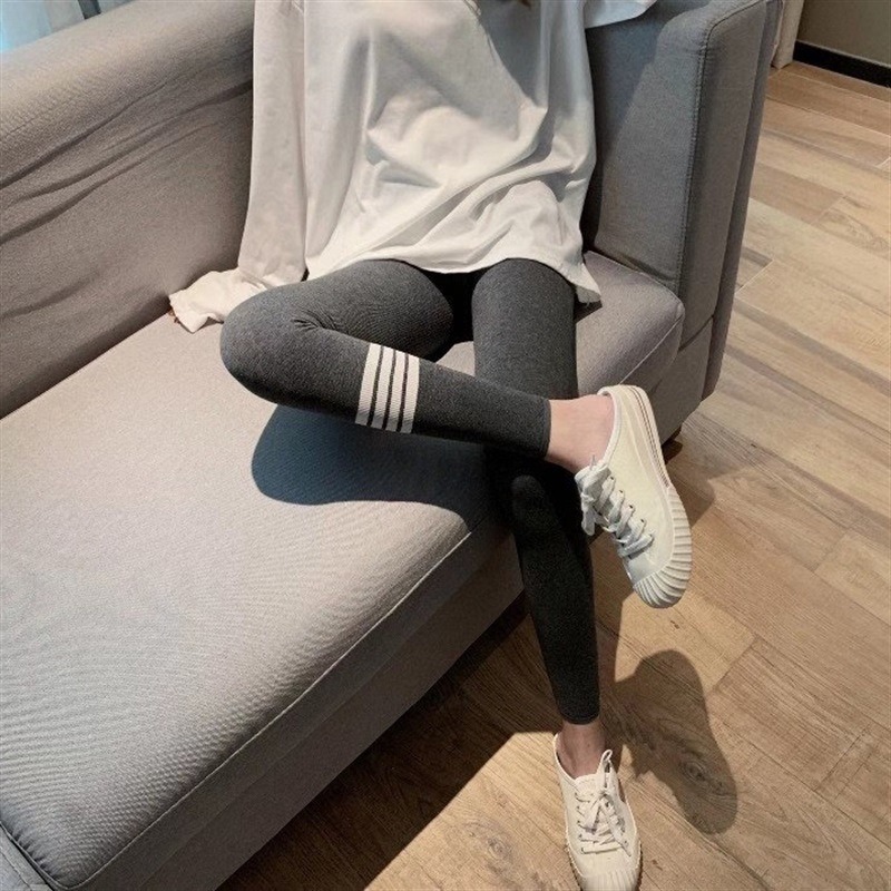 【JDUDS】極度顯瘦運動風超彈力雙條條紋內搭褲/夏季莫代爾棉款-細節圖4