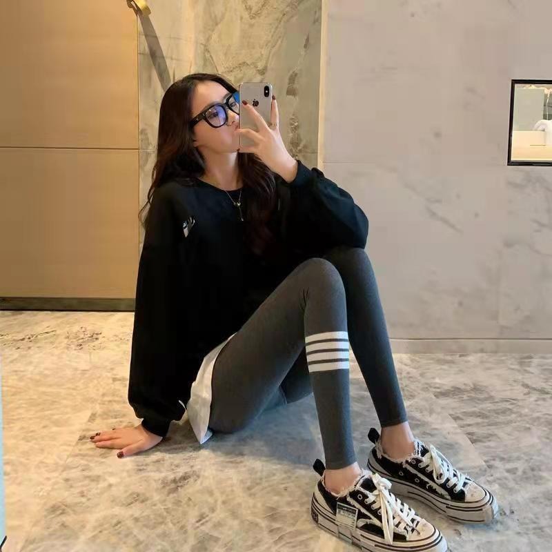 【JDUDS】極度顯瘦運動風超彈力雙條條紋內搭褲/夏季莫代爾棉款-細節圖5