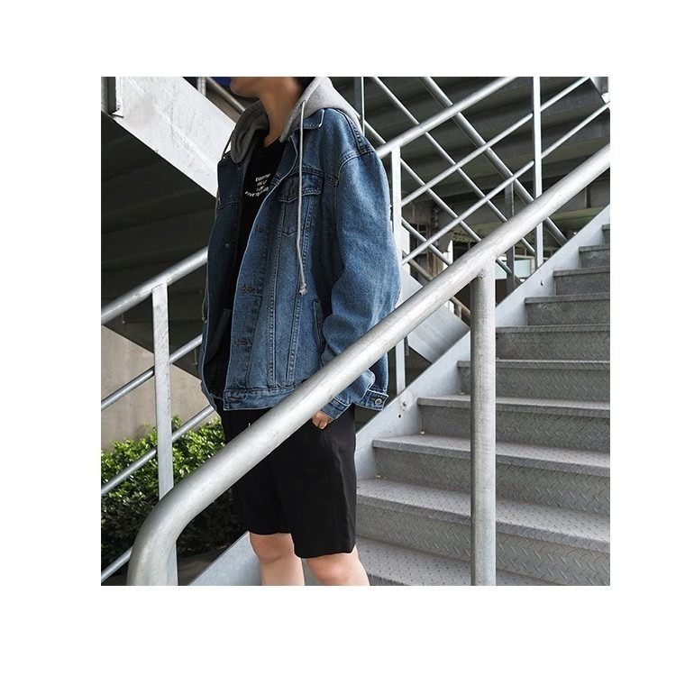 【JDUDS】假二件牛仔外套 牛仔外套 外套 夾克 假二件 寬鬆 落肩 男女皆可穿 兩色可選-細節圖4