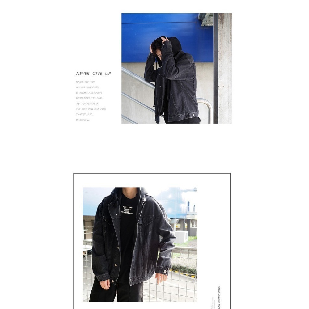 【JDUDS】假二件牛仔外套 牛仔外套 外套 夾克 假二件 寬鬆 落肩 男女皆可穿 兩色可選-細節圖5