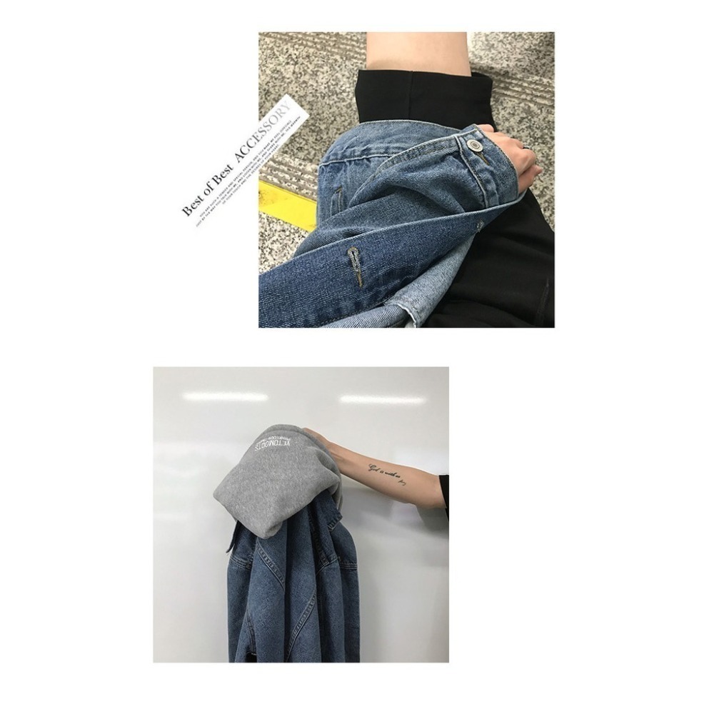 【JDUDS】假二件牛仔外套 牛仔外套 外套 夾克 假二件 寬鬆 落肩 男女皆可穿 兩色可選-細節圖7