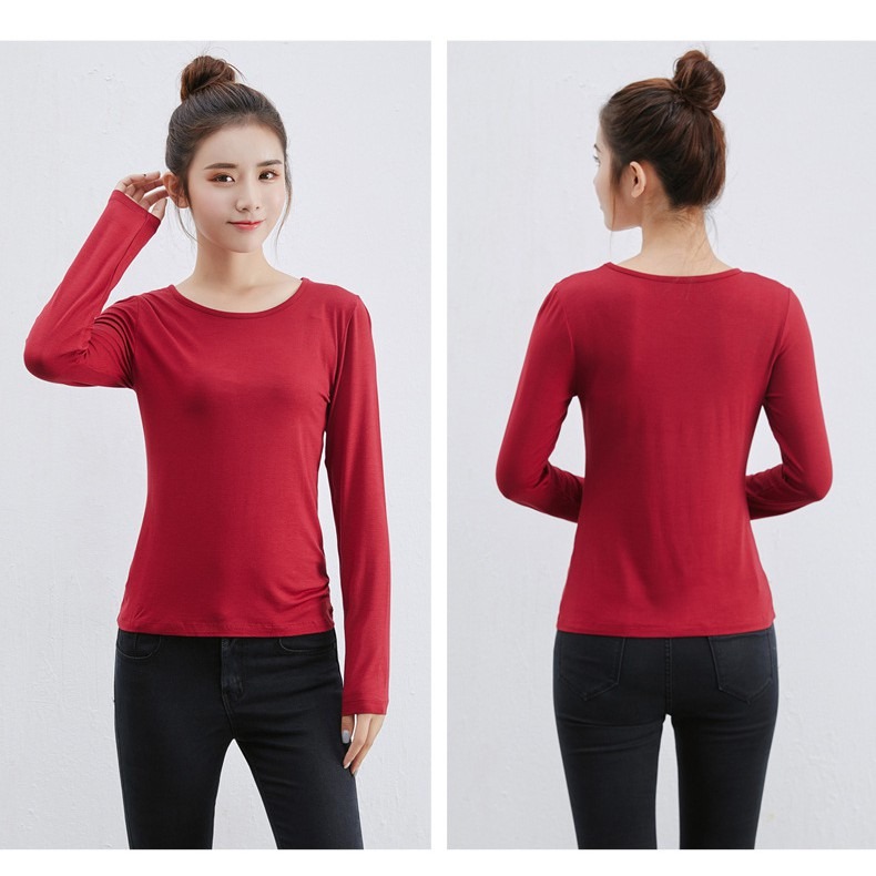 【JDUDS】莫代爾打底衫 長袖T恤 莫代爾 舒適材質 打底衫 高彈力 六色可選-細節圖4