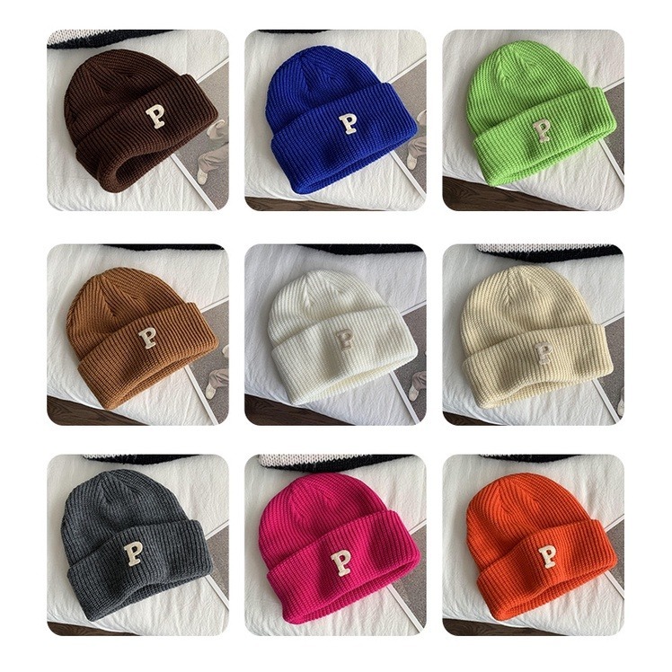 【JDUDS】秋冬韓版P字刺繡針織毛帽 時尚保暖百搭 情侶毛帽  冷帽 男女毛帽-細節圖9