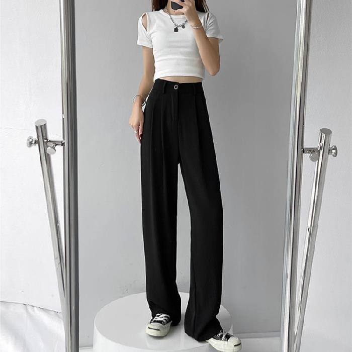 【JDUDS】韓版 個性西裝褲  高腰西裝褲 垂墜感西裝褲 休閒西裝擴腿褲 西裝長褲-細節圖6