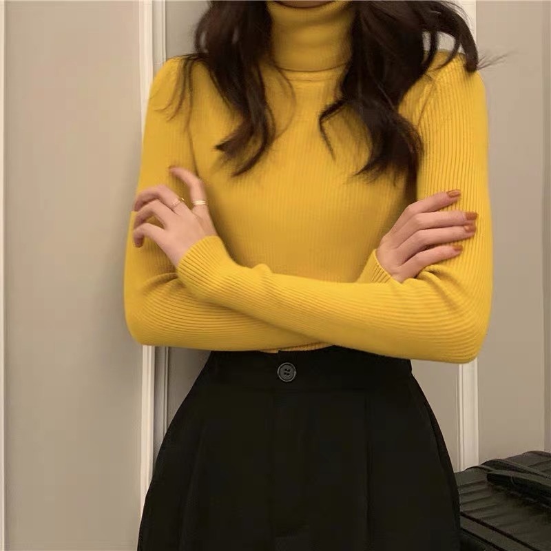 【JDUDS】冬天新款韓版保暖修身素色高領長袖針織衫 高領針織衫-細節圖9