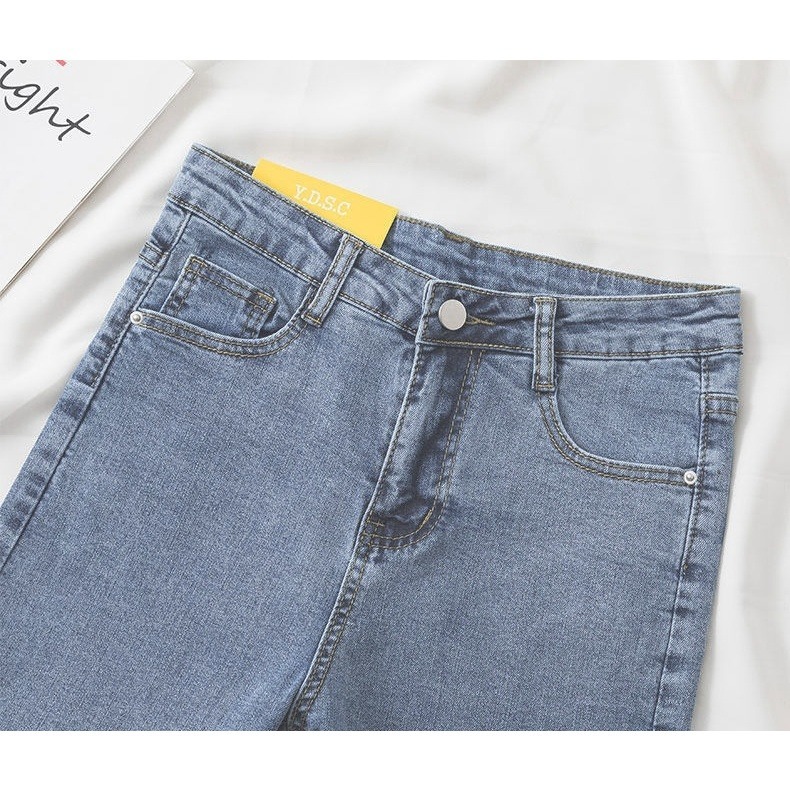 【JDUDS】牛仔褲 版前後口袋修身顯瘦黑褲長褲-細節圖4