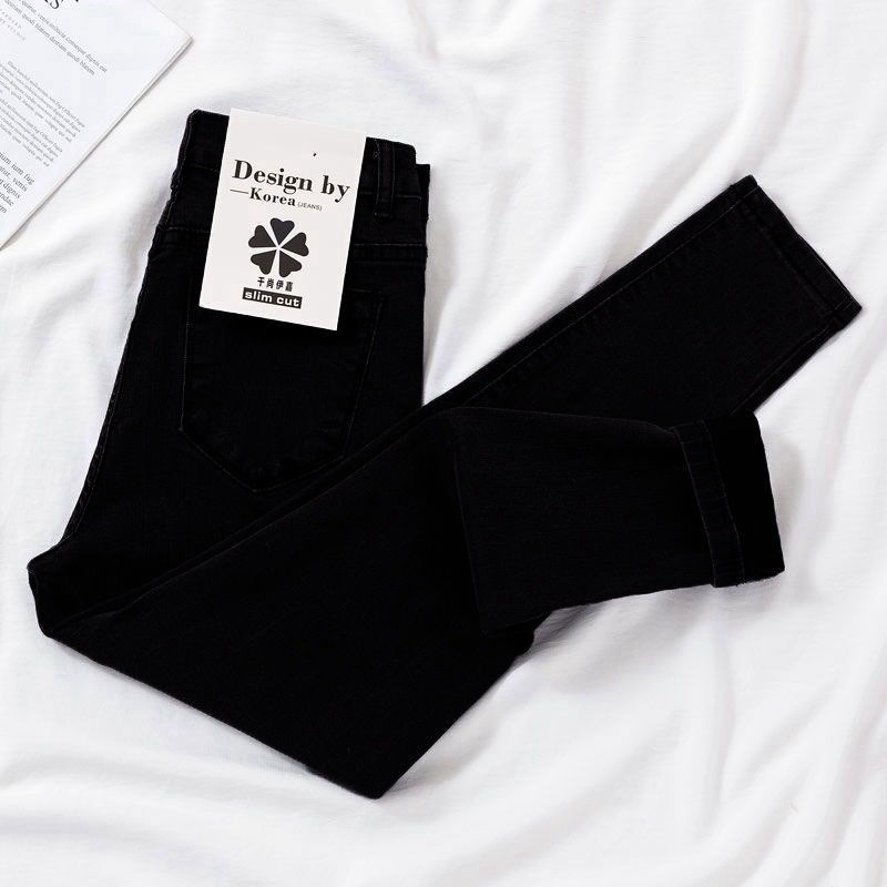 【JDUDS】牛仔褲 版前後口袋修身顯瘦黑褲長褲-規格圖8