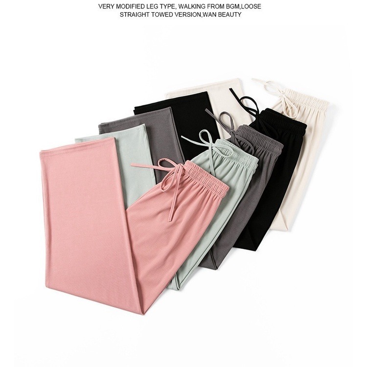 【JDUDS】新款冰絲闊腿褲女春夏高腰垂感寬鬆直筒休閒褲 P0010/P0050-細節圖3