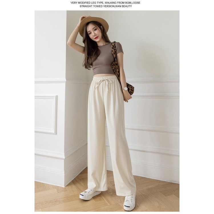 【JDUDS】新款冰絲闊腿褲女春夏高腰垂感寬鬆直筒休閒褲 P0010/P0050-細節圖6