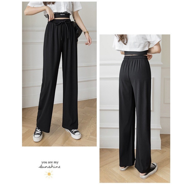【JDUDS】新款冰絲闊腿褲女春夏高腰垂感寬鬆直筒休閒褲 P0010/P0050-細節圖8