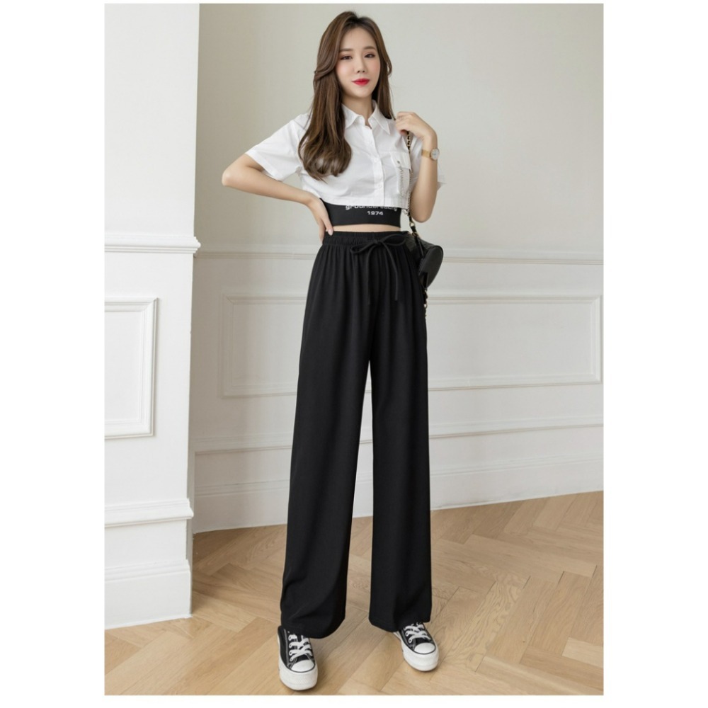 【JDUDS】新款冰絲闊腿褲女春夏高腰垂感寬鬆直筒休閒褲 P0010/P0050-規格圖9