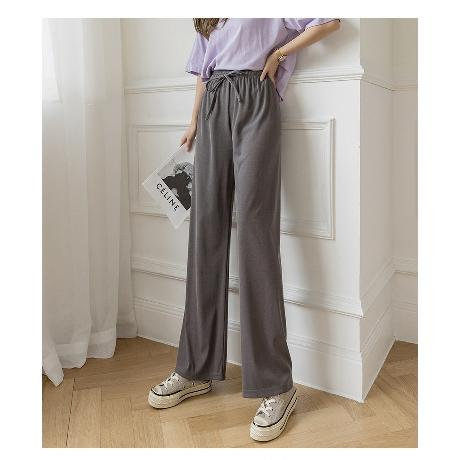 【JDUDS】新款冰絲闊腿褲女春夏高腰垂感寬鬆直筒休閒褲 P0010/P0050-規格圖9