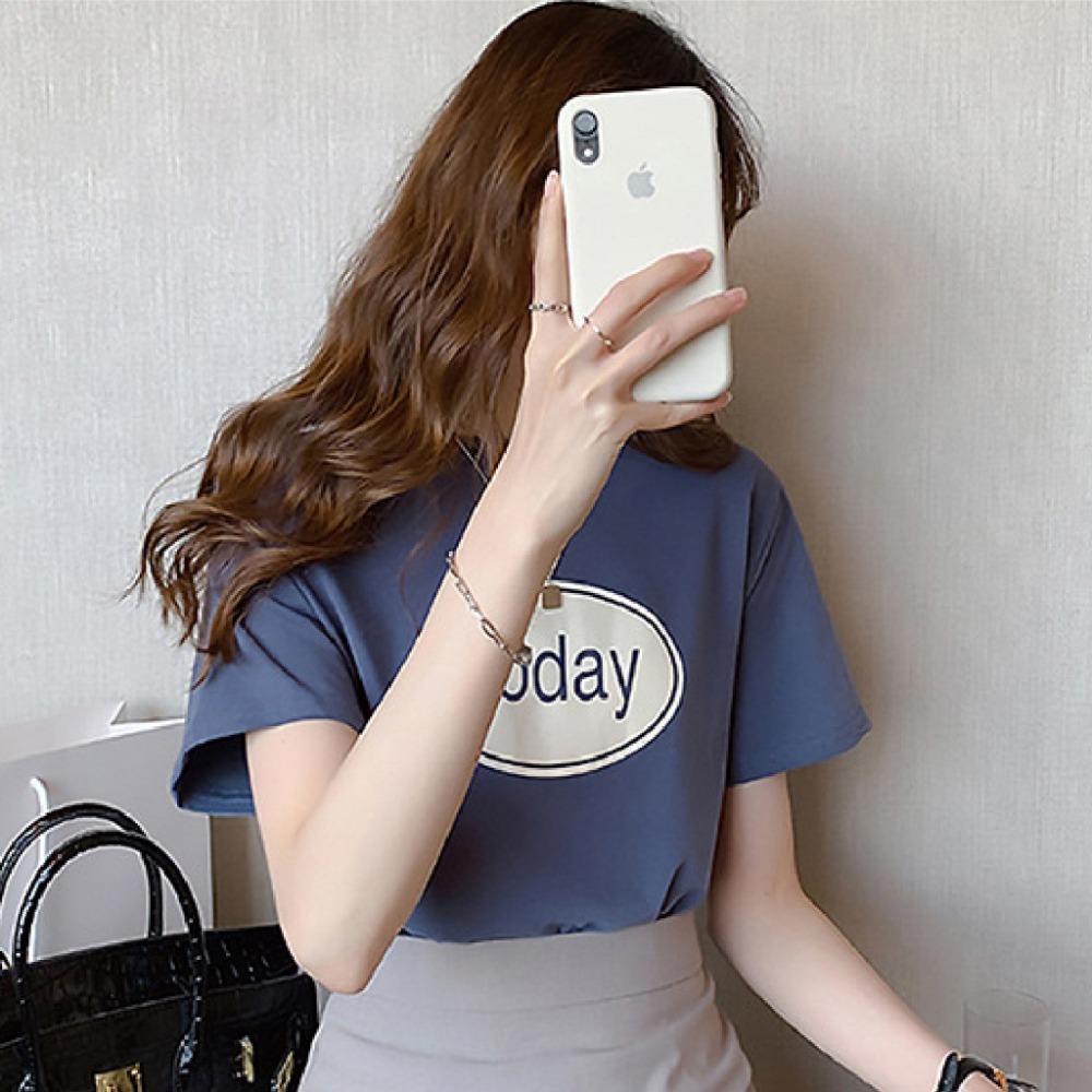 【JDUDS】春夏字母印花 短袖t恤ins款 百搭學生風 字母印花上衣 日常 簡約 穿搭 圓領短T-細節圖4