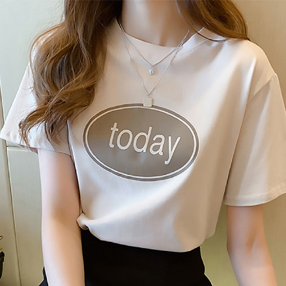 【JDUDS】春夏字母印花 短袖t恤ins款 百搭學生風 字母印花上衣 日常 簡約 穿搭 圓領短T-細節圖5