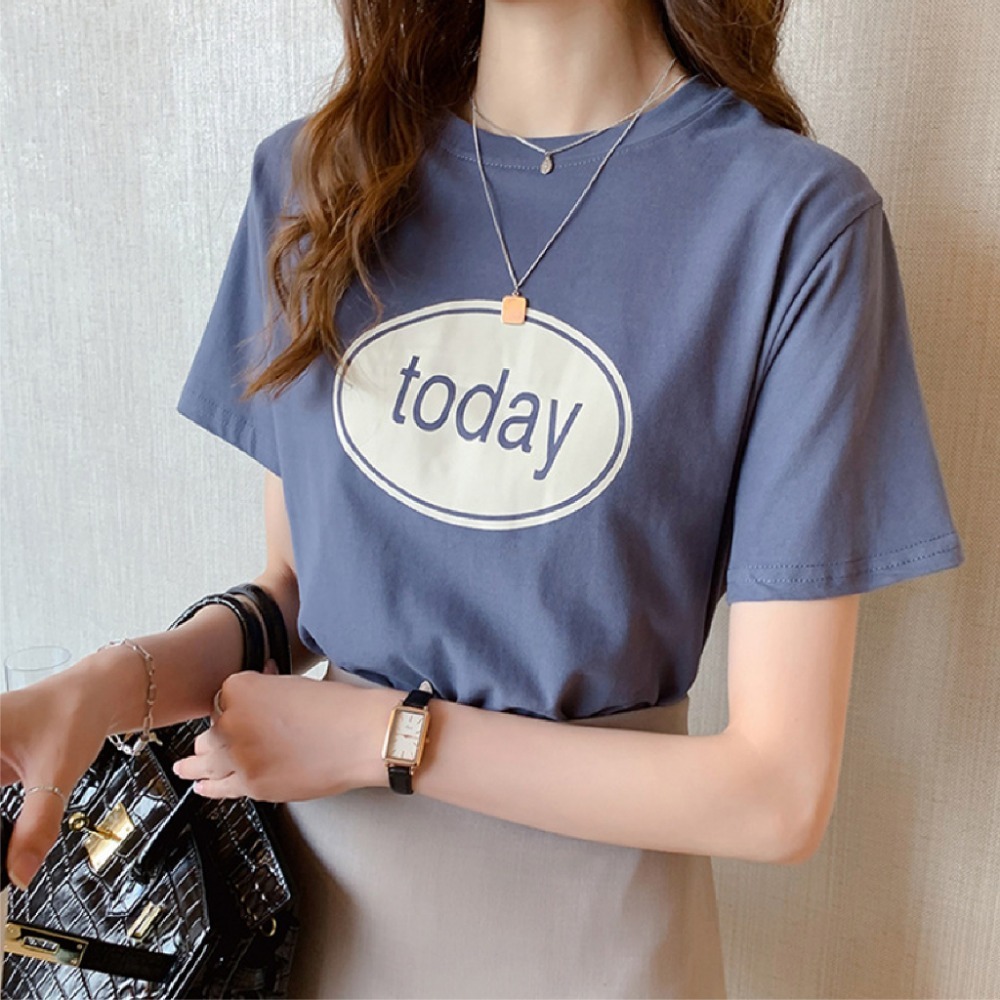 【JDUDS】春夏字母印花 短袖t恤ins款 百搭學生風 字母印花上衣 日常 簡約 穿搭 圓領短T-規格圖9